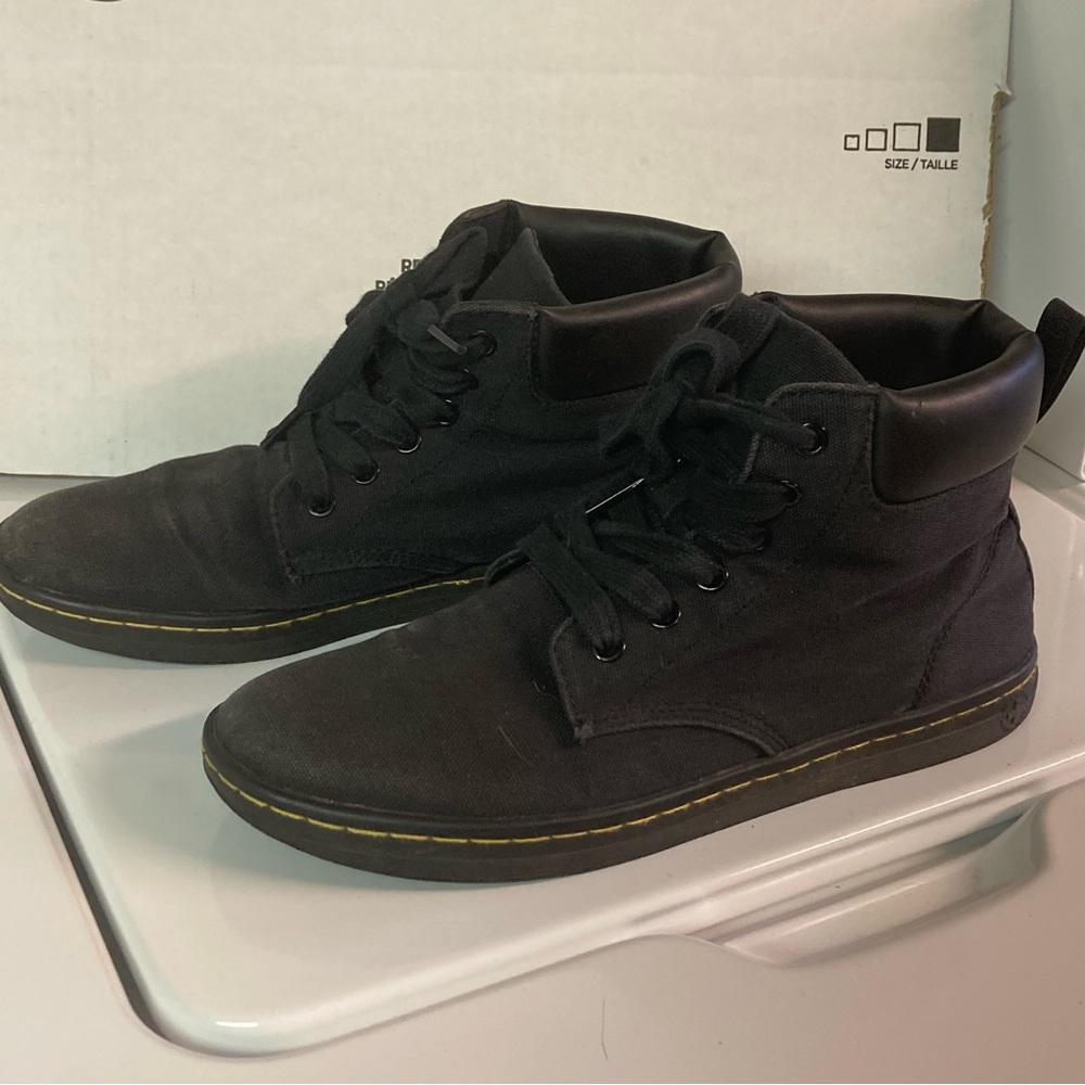 Dr. Martens  black vegan/canvas lace up boots in women’s size 8